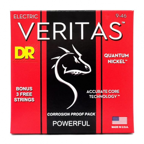 Струни DR STRINGS VTE-9/46 VERITAS COATED CORE ELECTRIC GUITAR STRINGS - LIGHT TO MEDIUM (9-46) - JCS.UA