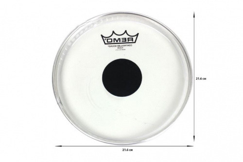 Пластик для барабана REMO Batter, CONTROLLED SOUND, Clear, 8" Diameter, BLACK DOT On Top - JCS.UA фото 2