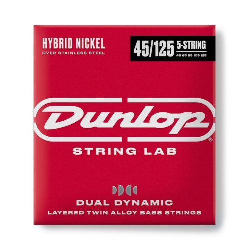 Струни DUNLOP DBHYN45125 DUAL DYNAMIC LAYERED TWIN ALLOY HYBRID WOUND NICKEL BASS STRINGS 45-125 5-STRING - JCS.UA