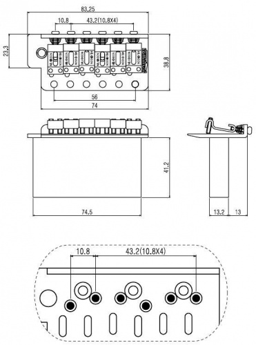 Тремоло система для электрогитары PAXPHIL WVCSB (Chrome) - JCS.UA фото 2