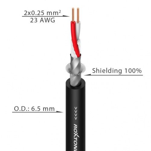 Кабель микрофонный Roxtone MC020, 2х0.25 кв. мм, вн. диаметр 6.5 мм, 100 м - JCS.UA фото 2