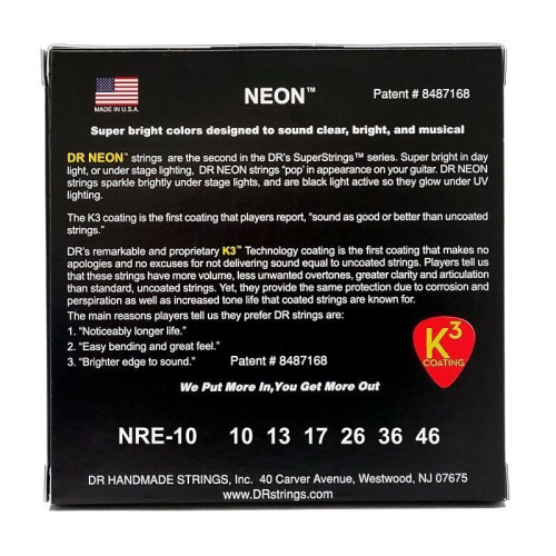 Струны DR STRINGS NRE-10 NEON RED ELECTRIC - MEDIUM (10-46) - JCS.UA фото 3