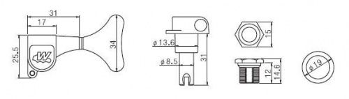 Колки для бас-гитары PAXPHIL WJB650 3+2 GD - JCS.UA фото 4