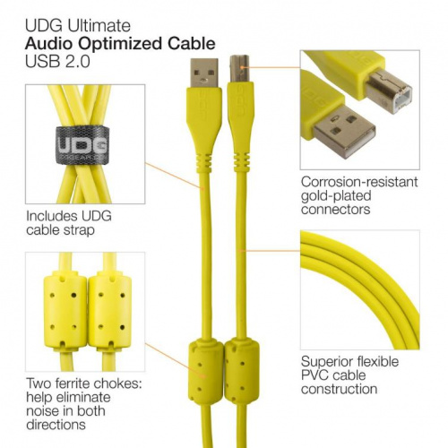 Кабель UDG Ultimate Audio Cable USB 2.0 AB Yellow Straight 1m - JCS.UA фото 4