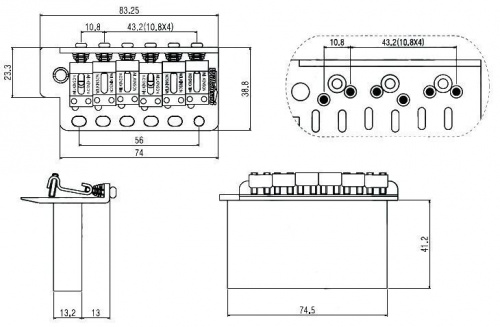 Тремоло система для електрогітари PAXPHIL WV6SB (Chrome) - JCS.UA фото 3