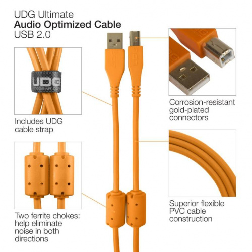 Кабель UDG Ultimate Audio Cable USB 2.0 AB Orange Straight 2m - JCS.UA фото 4