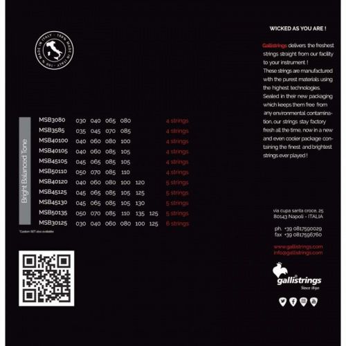 Струни для бас-гітари Gallistrings MSB45105 4 STRINGS MEDIUM - JCS.UA фото 3