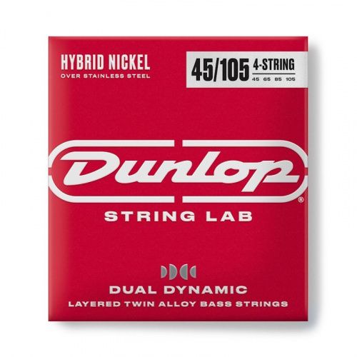 Струни DUNLOP DBHYN45105 DUAL DYNAMIC LAYERED TWIN ALLOY HYBRID WOUND NICKEL BASS STRINGS 45-105 - JCS.UA