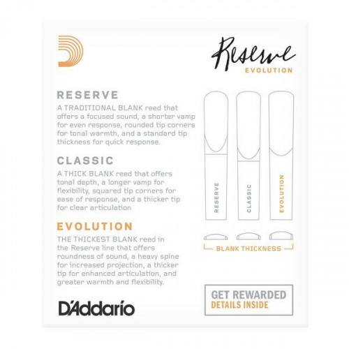 Тростини для кларнета D'ADDARIO Reserve Evolution Bb Clarinet #2.5 - 10 Pack - JCS.UA фото 2