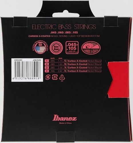 Струни для бас-гітар IBANEZ IEBS4XC BASS GUITAR STRING 45-105 CARBON X COATED - JCS.UA фото 2