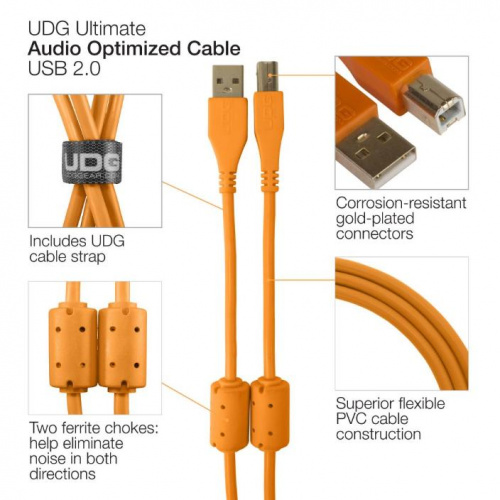 Кабель UDG Ultimate Audio Cable USB 2.0 AB Orange Straight 1m - JCS.UA фото 4