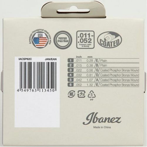 Струны для акустических гитар IBANEZ IACSP62C ACOUSTIC GUITAR STRING 11-52 - JCS.UA фото 2