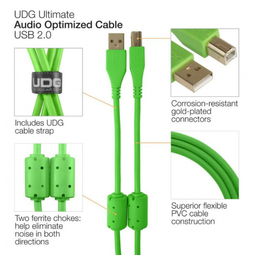 Кабель UDG Ultimate Audio Cable USB 2.0 A-B Green Straight 2m - JCS.UA фото 4