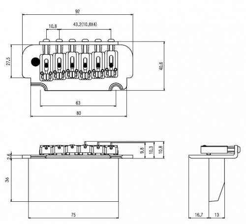 Тремоло для электрогитары PAXPHIL BS108C (Chrome) - JCS.UA фото 2
