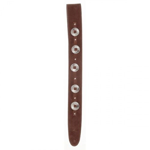 Ремінь D'Addario 25SSC01 DELUXE LEATHER GUITAR STRAP (CONCHOS, BROWN) - JCS.UA фото 2