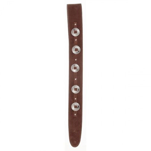 Ремінь D'Addario 25SSC01 DELUXE LEATHER GUITAR STRAP (CONCHOS, BROWN) - JCS.UA фото 2