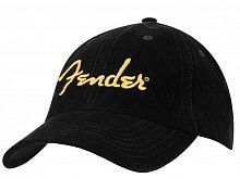 Кепка FENDER GOLD SPAGHETTI LOGO CORDUROY BASEBALL HAT BLACK - JCS.UA