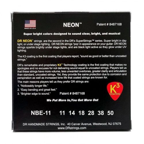 Струны DR STRINGS NBE-11 NEON BLUE ELECTRIC - HEAVY (11-50) - JCS.UA фото 3
