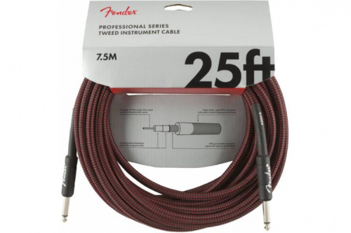 Кабель інструментальний FENDER CABLE PROFESSIONAL SERIES 25' RED TWEED  - JCS.UA