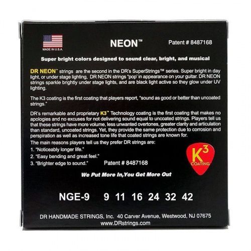 Струни DR STRINGS NGE-9 NEON GEEN ELECTRIC - LIGHT (9-42) - JCS.UA фото 3