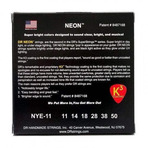 Струны DR STRINGS NYE-11 NEON YELLOW ELECTRIC - HEAVY (11-50) - JCS.UA фото 3