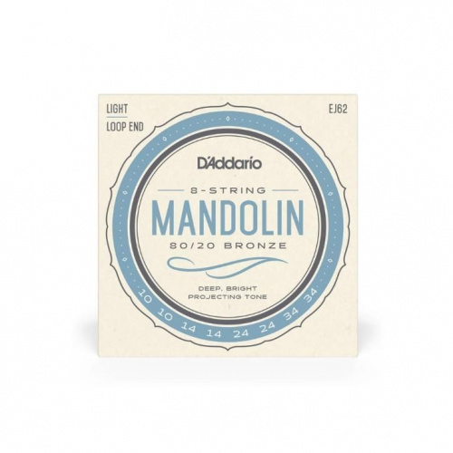 Струны для мандолины DADDARIO EJ62 MANDOLIN 80/20 BRONZE LIGHT (10-34) - JCS.UA