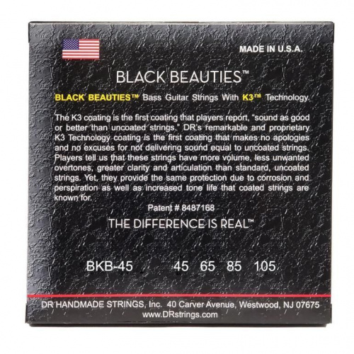 Струни DR STRINGS BKB-45 BLACK BEAUTIES BASS - MEDIUM (45-105) - JCS.UA фото 2