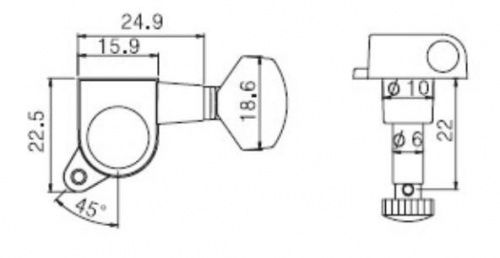 Колки для электрогитары PAXPHIL J-07 6-in line Lock BK - JCS.UA фото 2