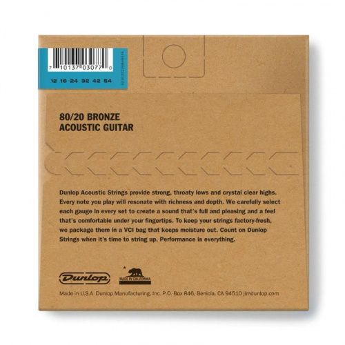 Струни DUNLOP DAB1254 80/20 BRONZE ACOUSTIC GUITAR STRINGS (12-54) - JCS.UA фото 2