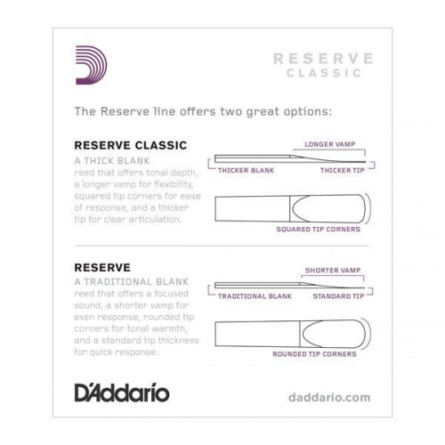 Тростини для кларнета D'ADDARIO Reserve Classic Bb Clarinet #3.0 - 10 Box - JCS.UA фото 2