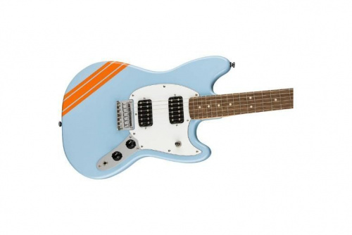 Электрогитара SQUIER by FENDER BULLET MUSTANG FSR HH DAPHNE BLUE w/COMPETITION STRIPES - JCS.UA фото 3