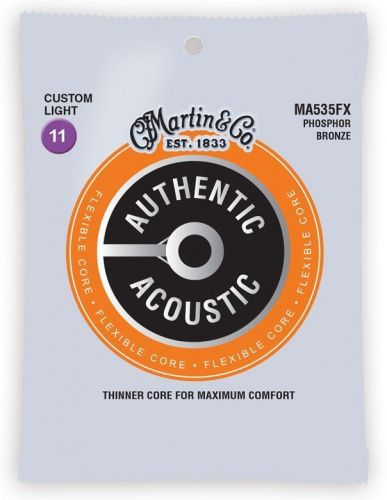 Струни MARTIN MA535FX Authentic Acoustic Flexible Core 92/8 Phosphor Bronze Custom Light (11-52) - JCS.UA