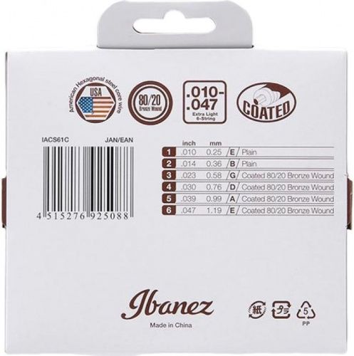 Струны для акустических гитар IBANEZ IACS61C ACOUSTIC GUITAR STRING 10-47 - JCS.UA фото 2