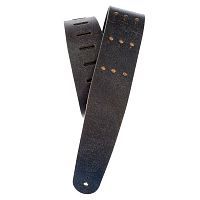 Гітарний ремінь PLANET WAVES PW25VNRR00DX Blasted Leather Guitar Strap, Black with Brass Rivets - JCS.UA