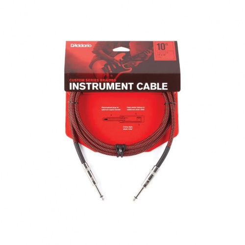 Инструментальный кабель D'ADDARIO PW-BG-10RD Custom Series Braided Instrument Cable - Red (3m) - JCS.UA