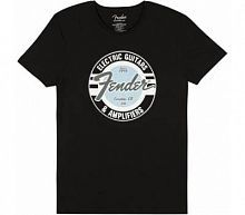 Футболка FENDER T-SHIRT GUITAR AND AMP LOGO MEN'S BLACK/DAPHNE BLUE М - JCS.UA