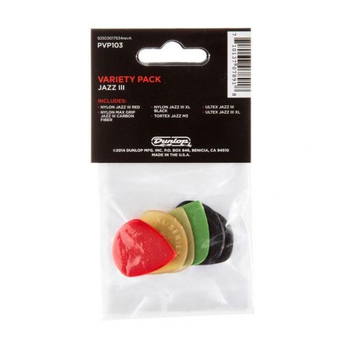 Медиаторы DUNLOP PVP103 JAZZ III PICK VARIETY PACK - JCS.UA фото 2