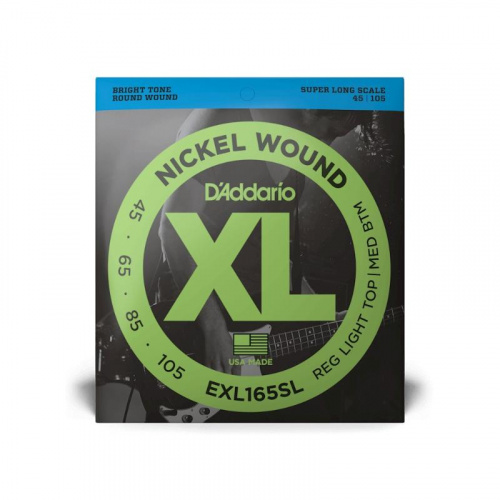 Струни D'ADDARIO EXL165SL XL NICKEL WOUND BASS REG LIGHT TOP / MED BOTTOM (45-105) - JCS.UA фото 2