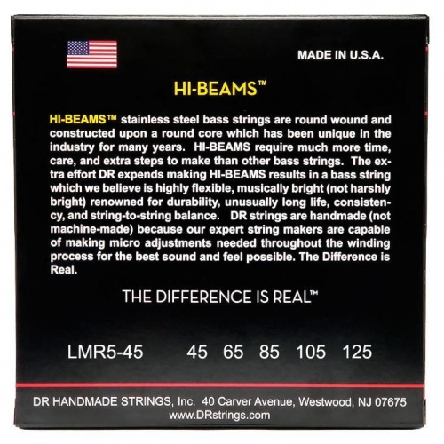 Струни DR STRINGS LMR5-45 HI-BEAM BASS - MEDIUM - LONG SCALE - 5-STRING (45-125) - JCS.UA фото 2