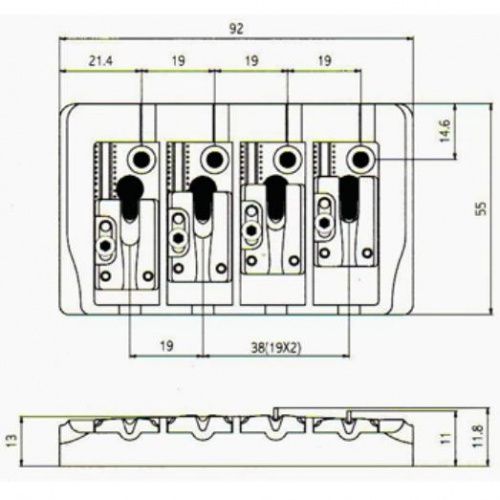 Бридж для бас-гитары PAXPHIL BB404 (Chrome) - JCS.UA фото 3