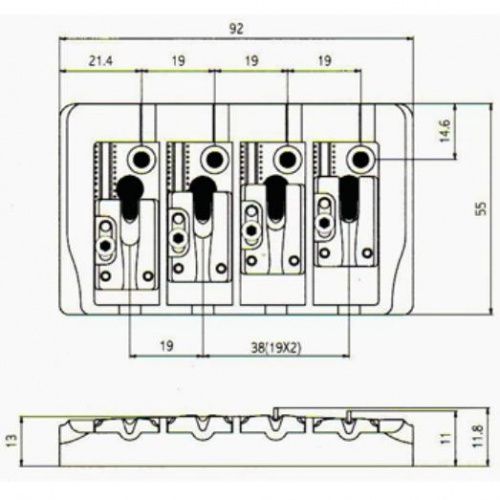 Бридж для бас-гітари PAXPHIL BB404 (Chrome) - JCS.UA фото 3