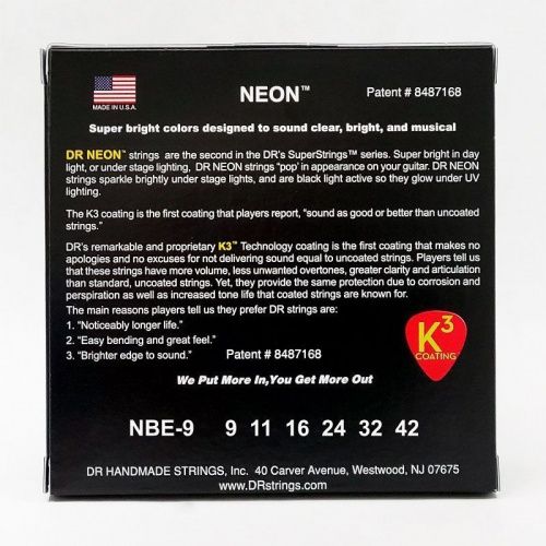 Струны DR STRINGS NBE-9 NEON BLUE ELECTRIC - LIGHT (9-42) - JCS.UA фото 3