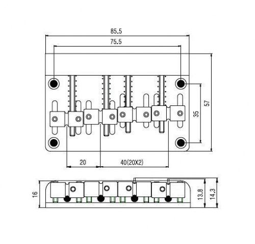 Бридж для 4-струнной бас-гитары PAXPHIL BB012 (Chrome) - JCS.UA фото 4