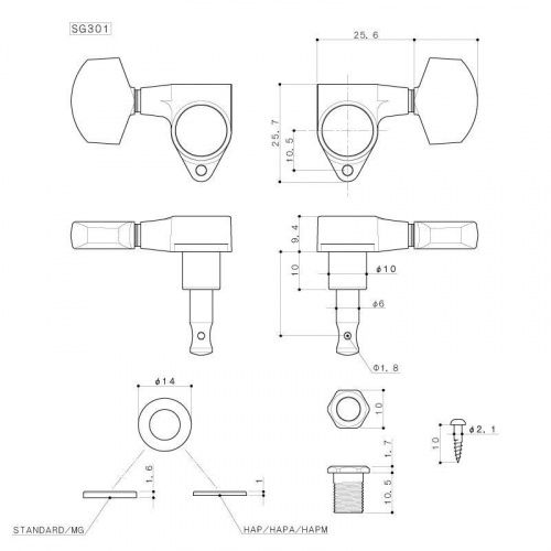 Колки для электрогитары GOTOH SG301-01 MG B - JCS.UA фото 3