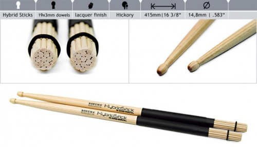 Барабанные палочки Rohema Kombi Hybrid Sticks - JCS.UA фото 2