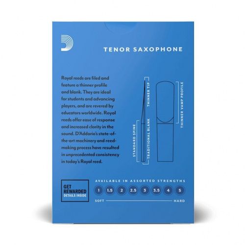 Тростина для тенор саксофона D'ADDARIO RKB1025 (1шт.) Royal - Tenor Sax #2.5 (1шт) - JCS.UA фото 2