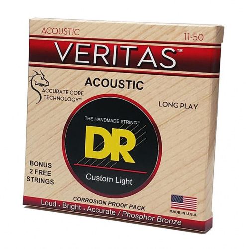 Струны DR STRINGS VTA-11 VERITAS COATED CORE ACOUSTIC GUITAR STRINGS - CUSTOM LIGHT (11-50) - JCS.UA фото 2