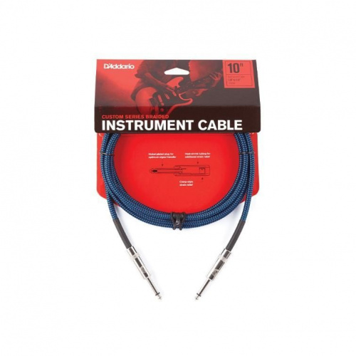 Инструментальный кабель D'ADDARIO PW-BG-10BU Custom Series Braided Instrument Cable - Blue (3m) - JCS.UA
