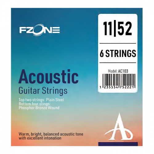 Струни для акустичної гітари FZONE AC103 ACOUSTIC PHOSPHOR BRONZE (11-52) - JCS.UA