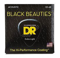 Струны DR STRINGS BKA-10 BLACK BEAUTIES ACOUSTIC - EXTRA LIGHT (10-48) - JCS.UA